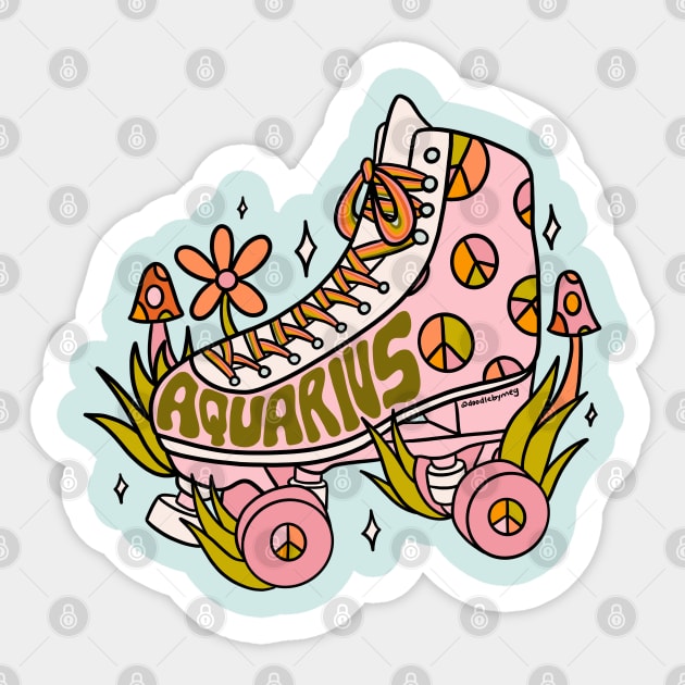 Aquarius Roller Skate Sticker by Doodle by Meg